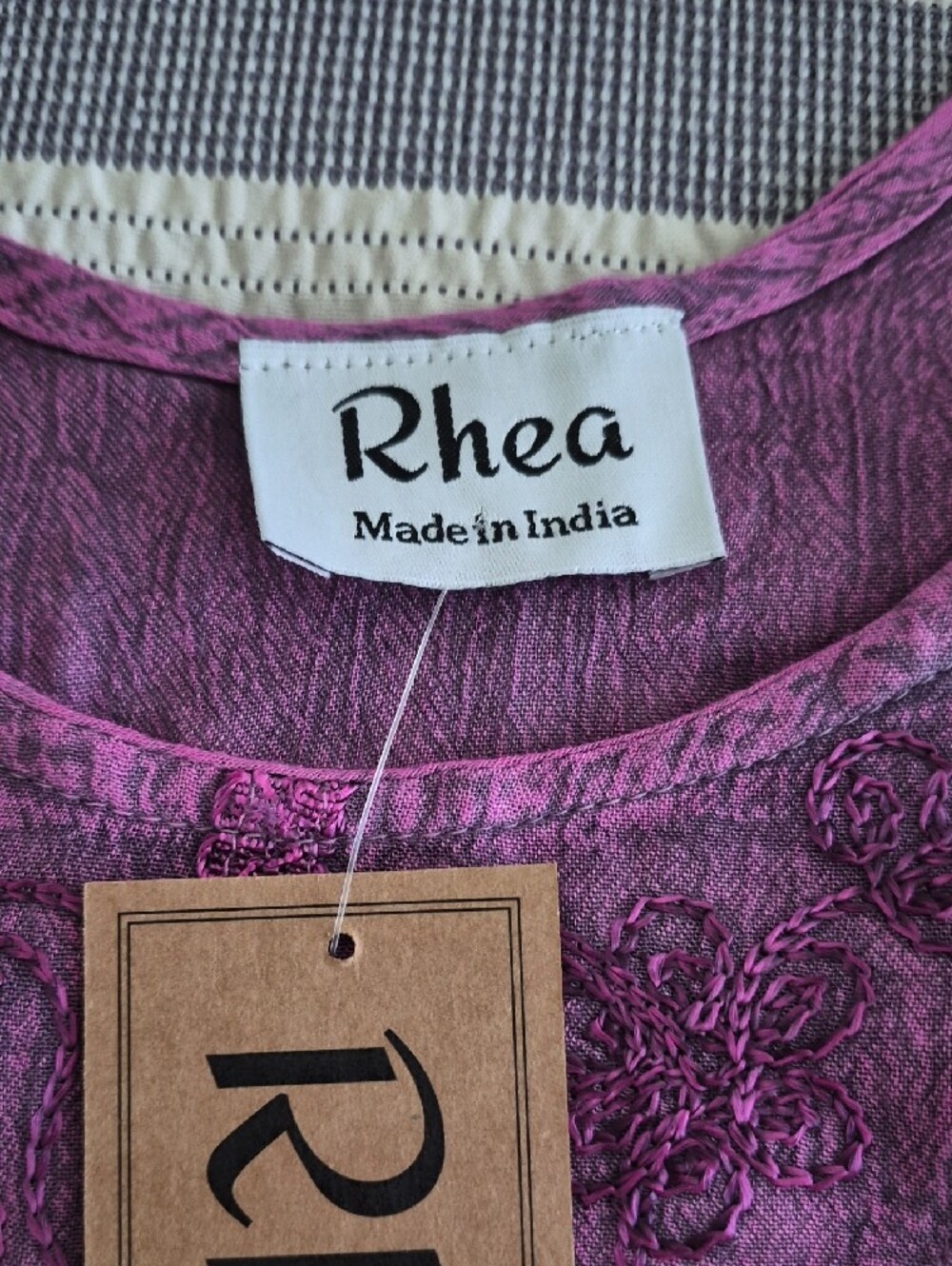 Rhea Costa Purple Embroidered Cotton Tank Top - Picture 2 of 3